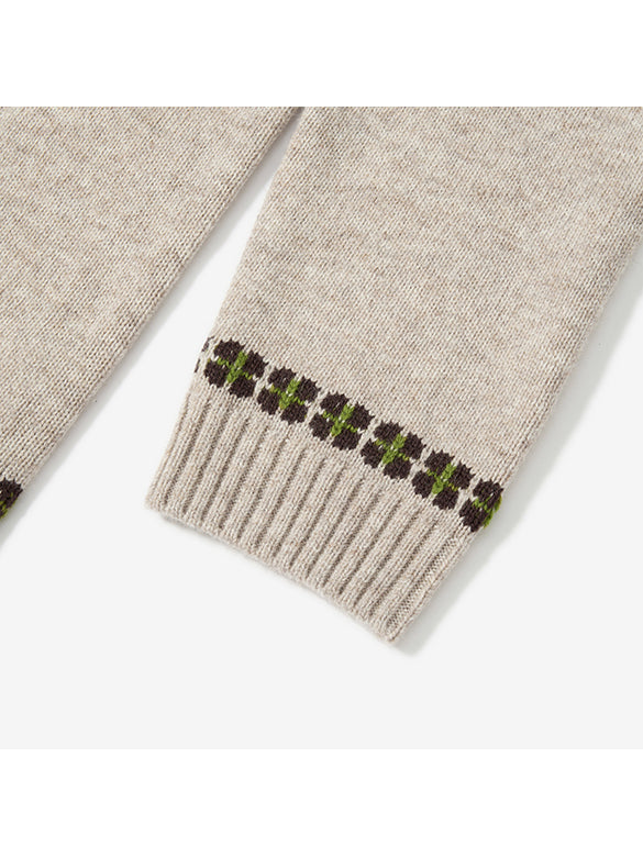 Cat Design Shoulder Button Knit