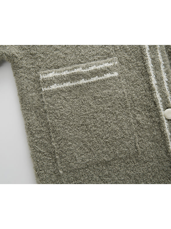 Loop-yarn Line Knit Gawn Hoodie