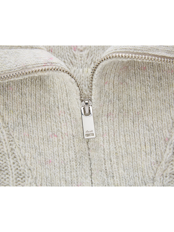 Thin Cable Zipper Sleeveless Knit