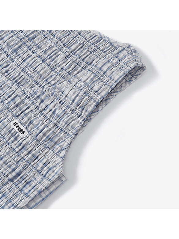 Plaid Gather Sleeveless Top