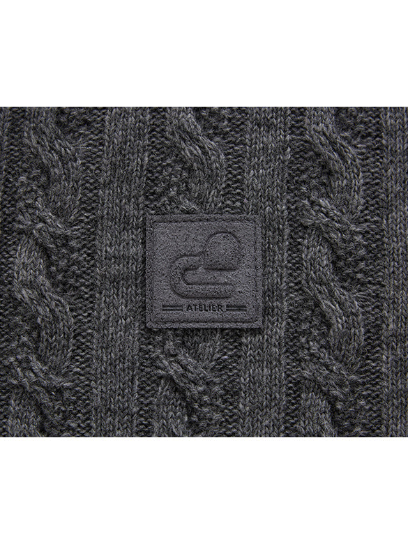 Pompon Design Knitting Zipper Hoodie