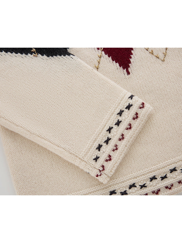 Argyle Off-shoulder Knit Top