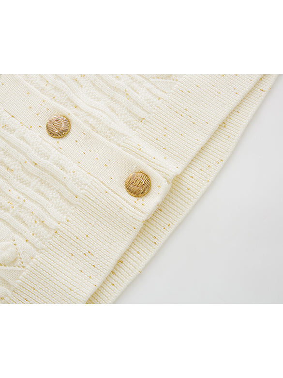 Beads Cable Knitting Cardigan