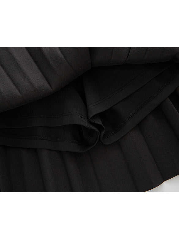 Fake Leather Pleats Skirt