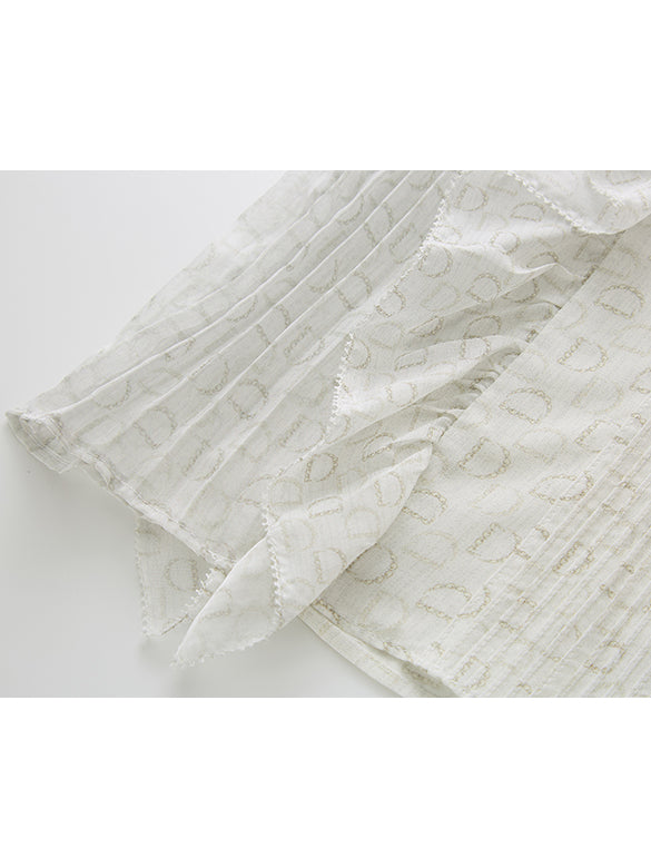 Monogram Pattern Frill Blouse
