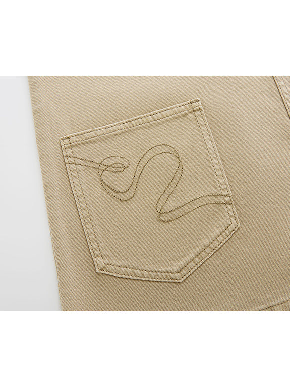 Beige Denim Jumper Skirt