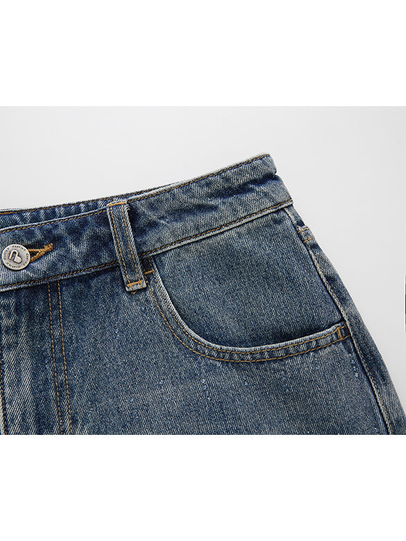 Clear Beads Denim Pants