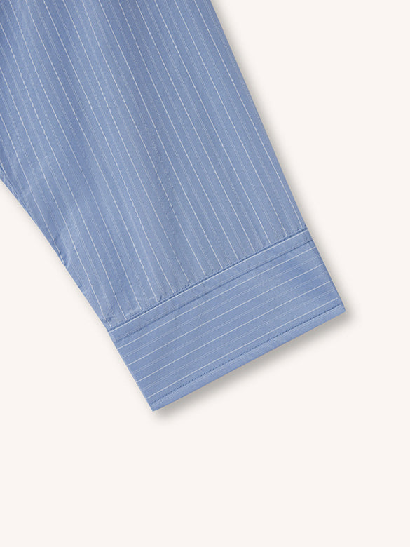 Waist Aperture Pin-stripe Shirt