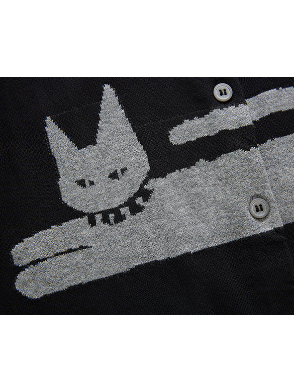 Cat Beads Knit Cardigan