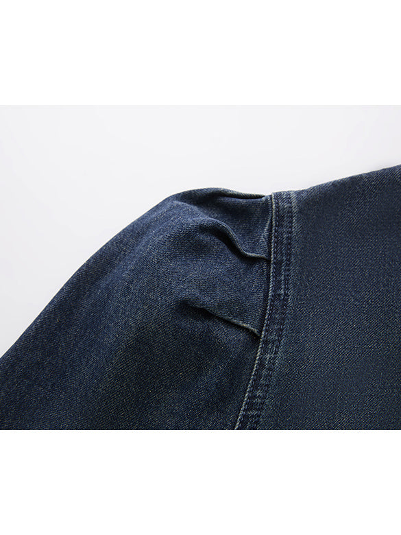 Frill Combination Denim Dress
