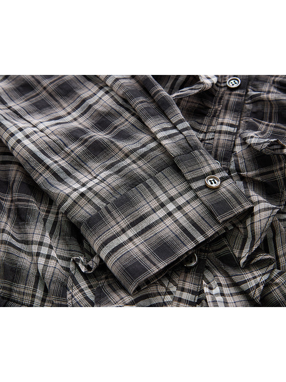 Plaid frill Blouse