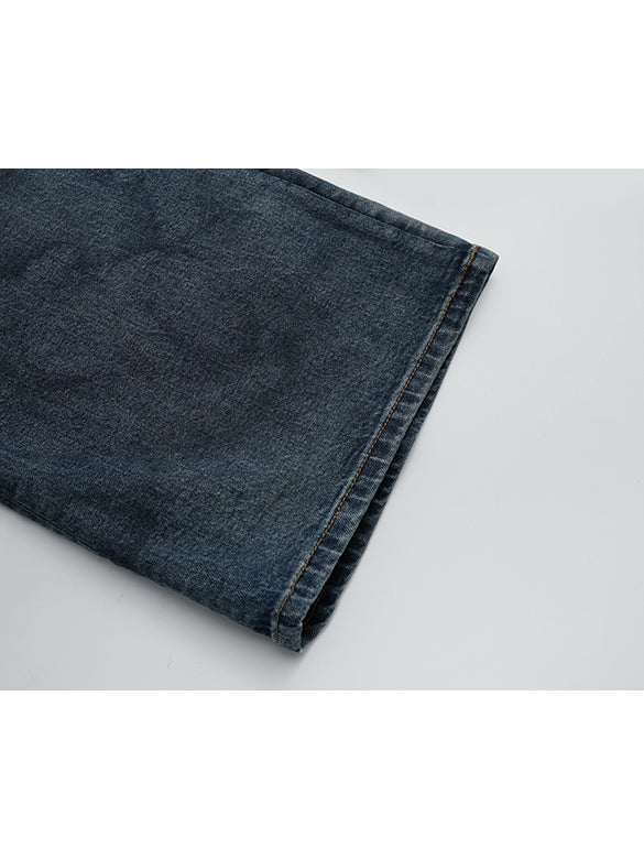 Printed Denim Pants