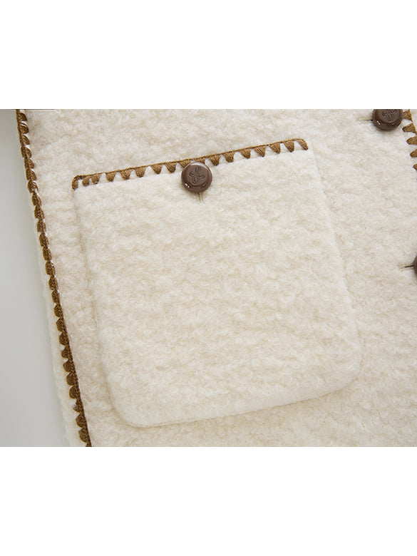 Bi-color Stitch Boa Half Coat