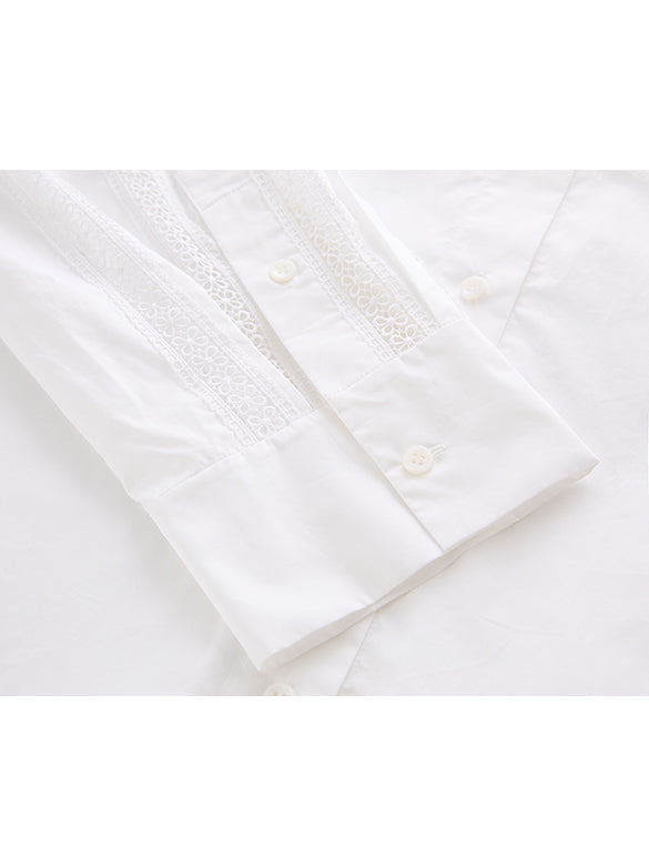 Lace Combination Sleeves Shirt