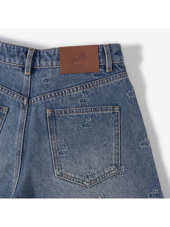 Monogram Denim Half Denim Pants