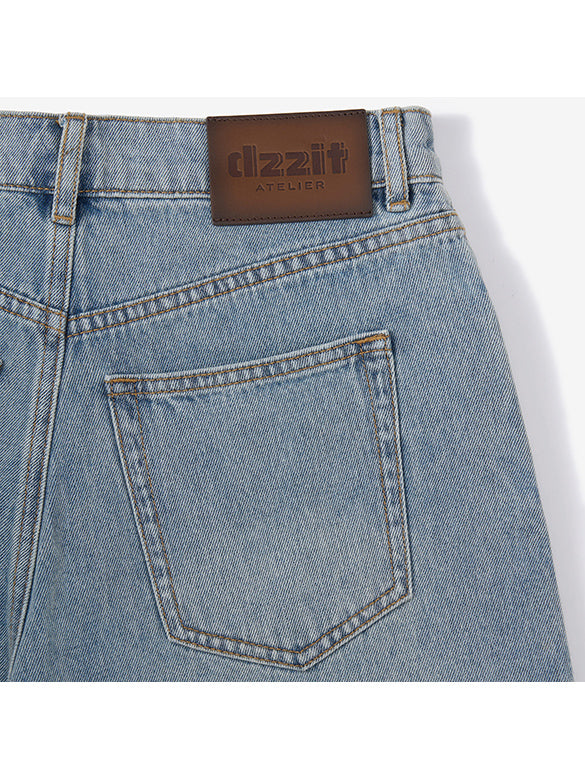 Clear Beads Ribbon Denim Short Pants