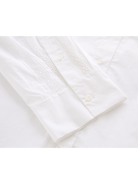Lace Combination Sleeves Shirt