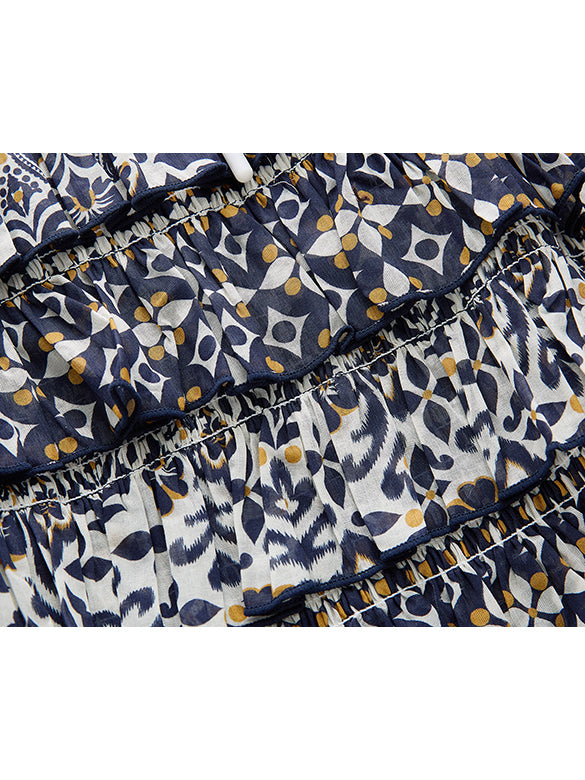 Geometric Pattern Frill Skirt