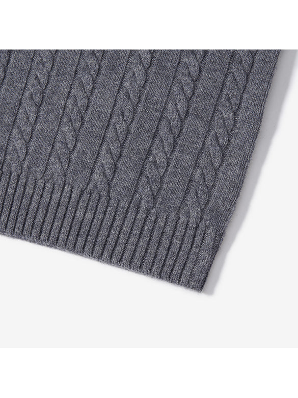 Bi-color Hem Zipper Knit Cardigan