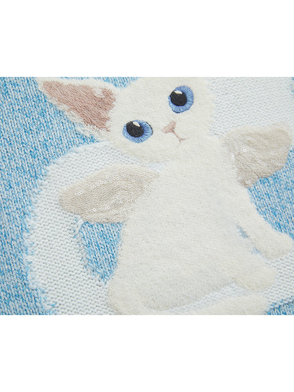 Cat Embroidery Sleeveless Knit