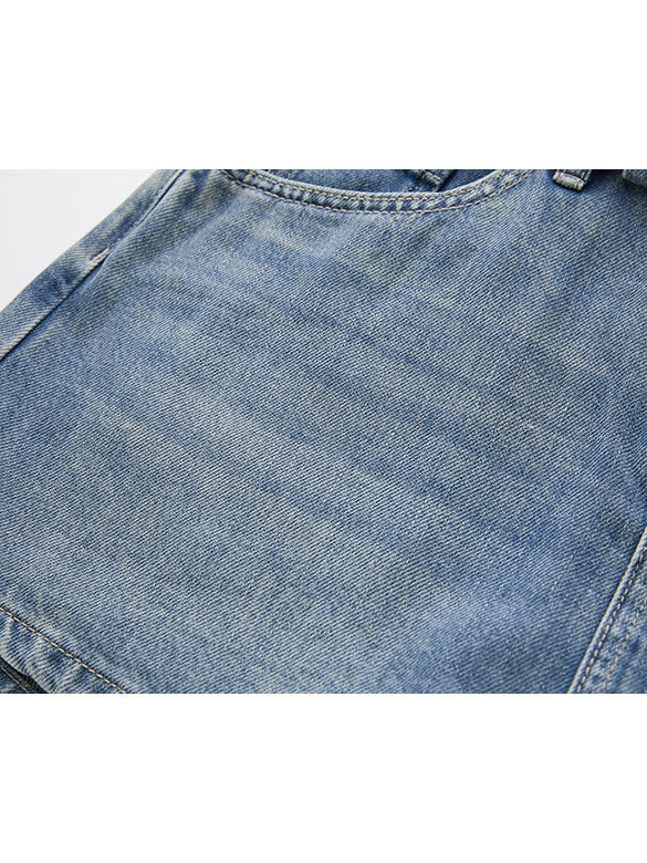 Belted Denim Short Pants