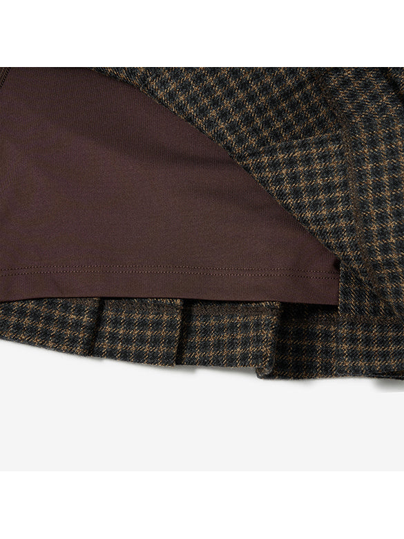 Plaid Tweed Tuck Skirt