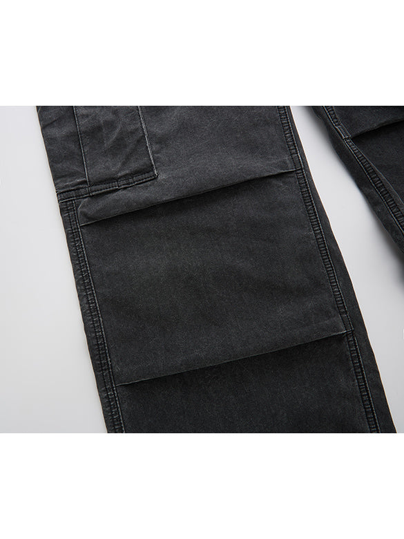 Black Denim Cargo Pants