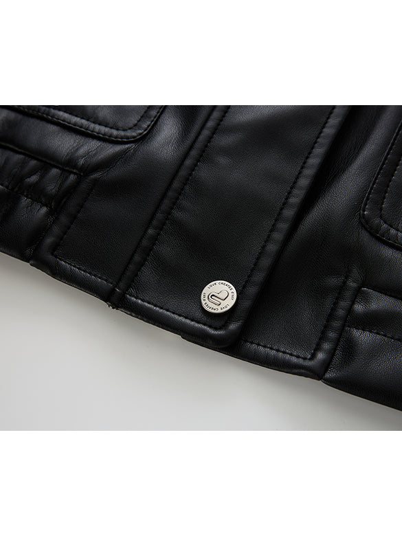 Fake Leather Sleeveless Blouson