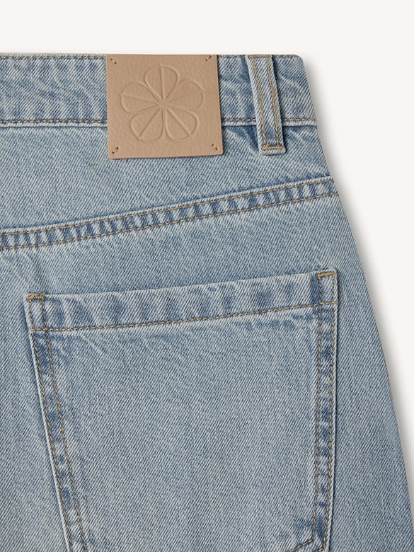 Clear-beads Heart Design Denim Pants