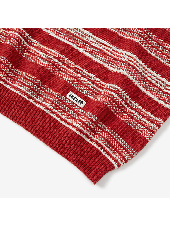 Random Pitch Stripe Sleeveless Zipper Knit