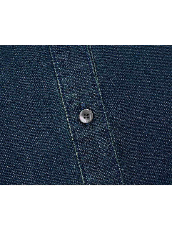 Frill-collar Bow-tie Denim Shirt