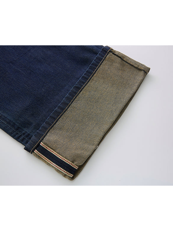 Roll-up Rigid Denim Pants