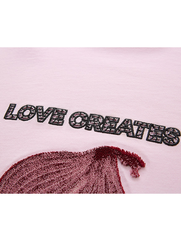 Embroidery Mix Fabric T-shirt