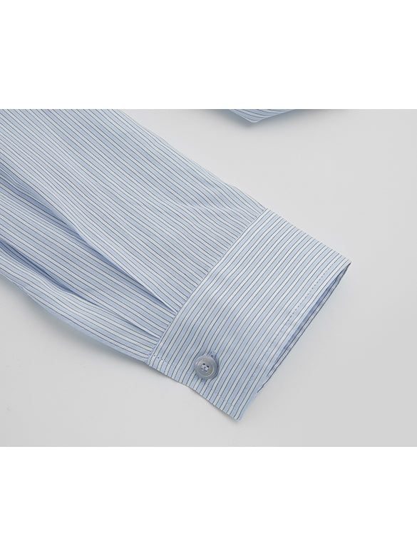 Waist Aperture Drape Stripe Shirt