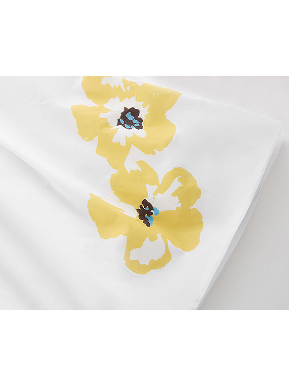 Flower Printed Taffeta Skirt