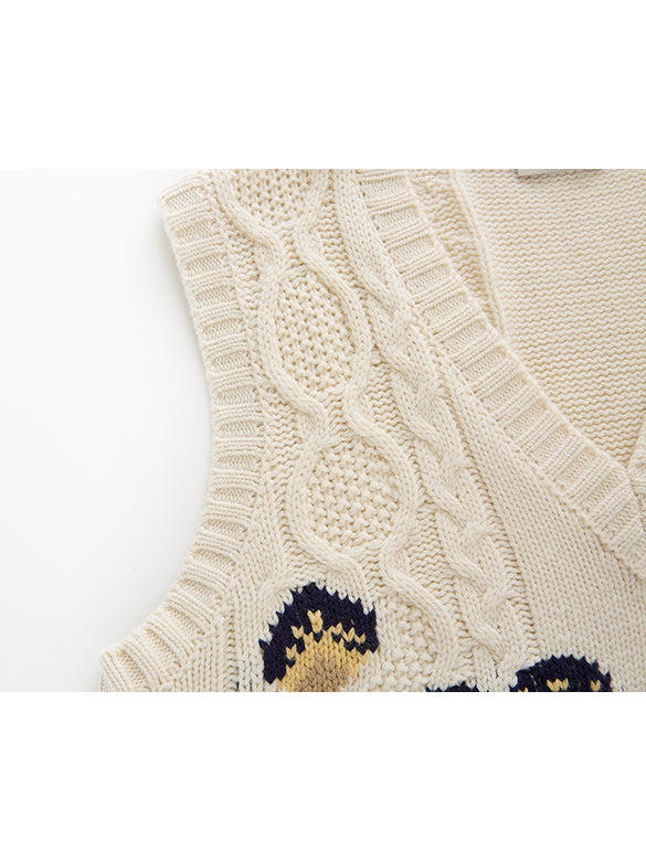 d Logo Pattern Design Knit Vest