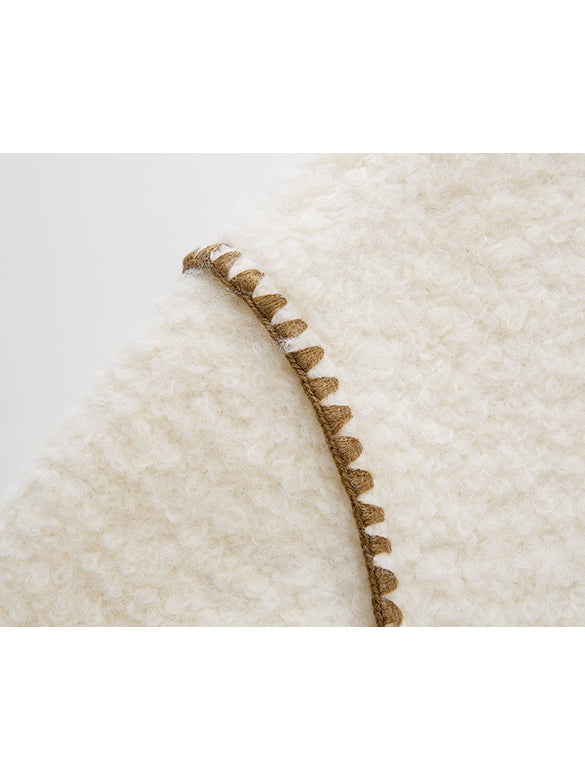 Bi-color Stitch Boa Half Coat