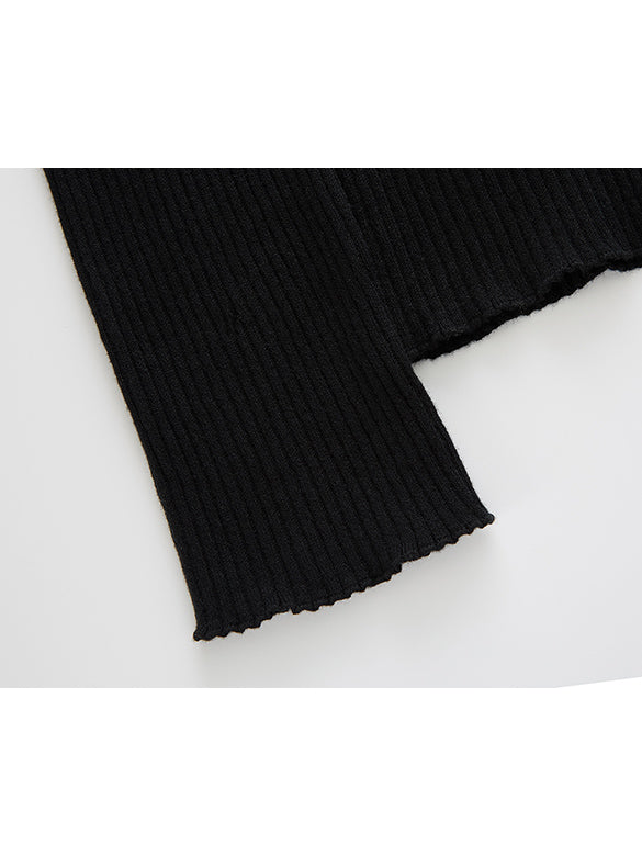 Star Button Rib Knit Cardigan