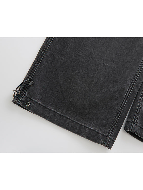 Black Denim Cargo Pants