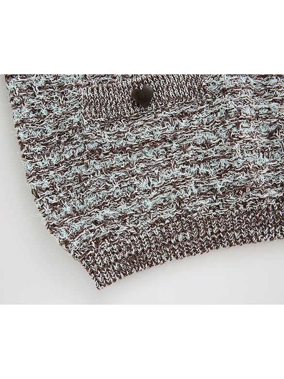 Marbled Color Shoulder Button Knit Top