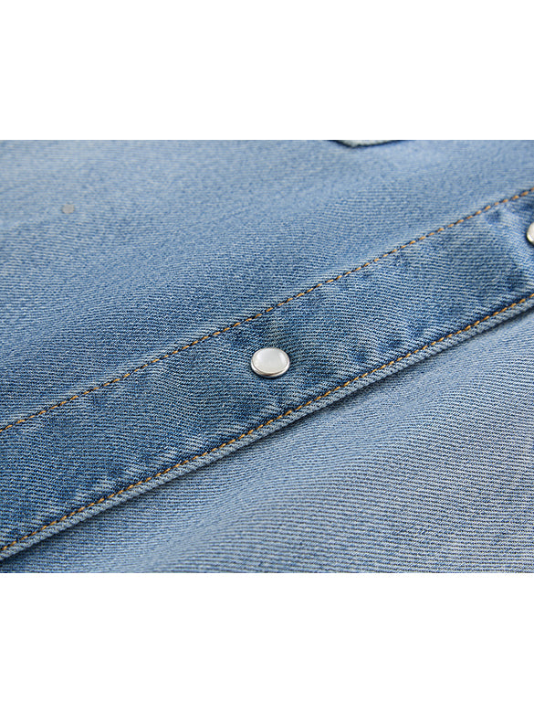 Gradation Color Badge Denim Shirt
