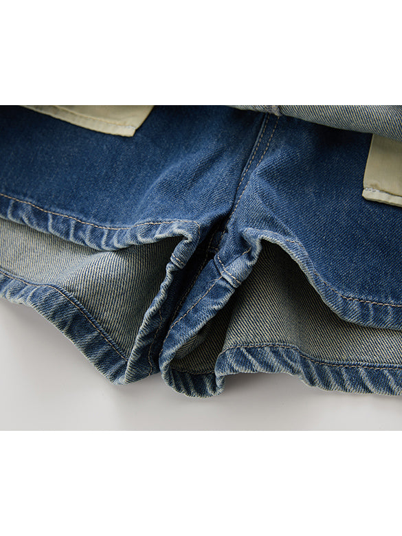 Belted Denim Short Pants
