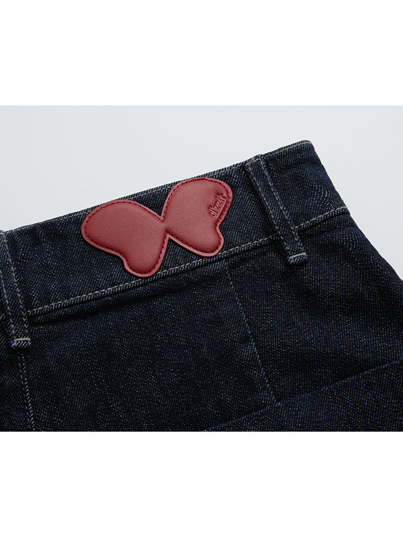 Butterfly Patch Rigid Denim Pants