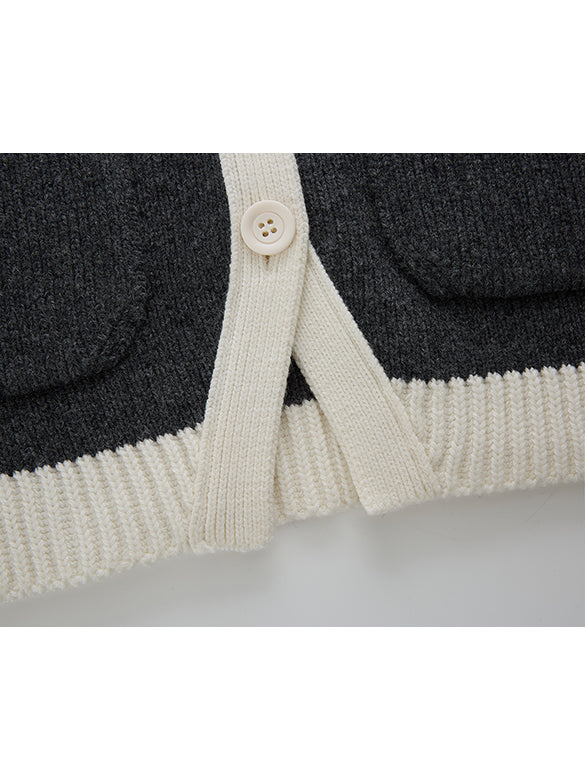 Bi-color Piping Knit Cardigan