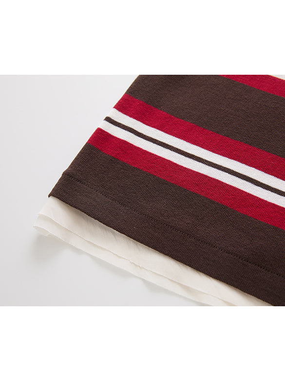 Retro-color Stripe Polo Knit Dress