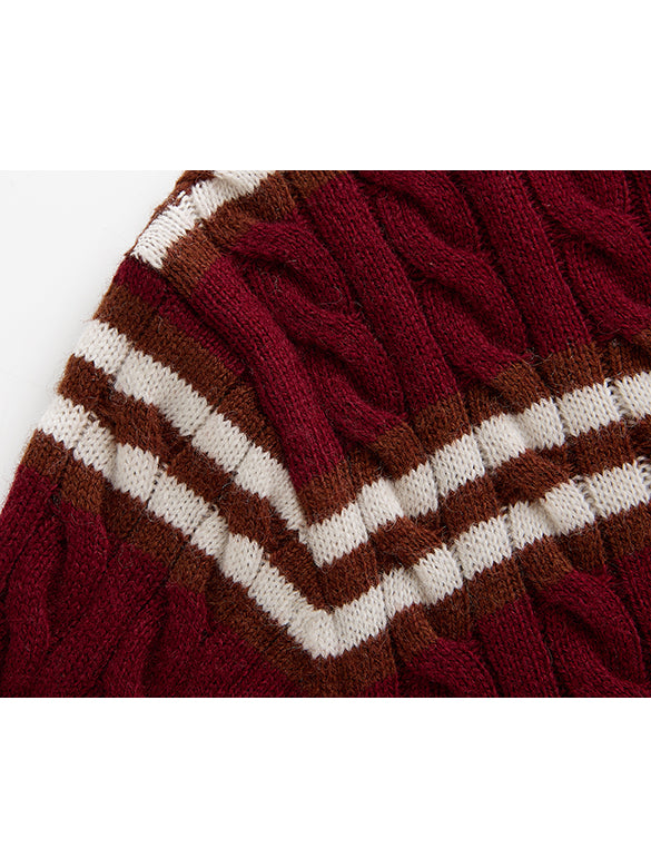 Retro Color Stripe Knit Cardigan