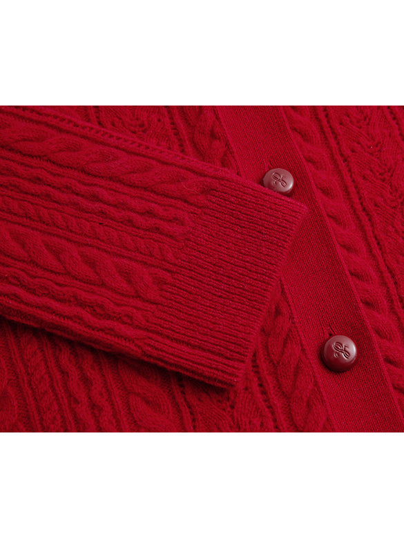 Bi-color Frill Collar Knit Cardigan