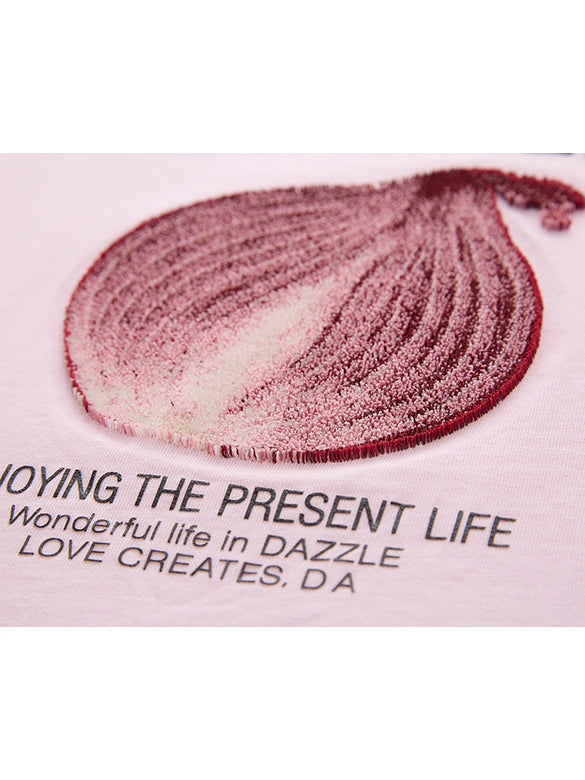 Embroidery Mix Fabric T-shirt