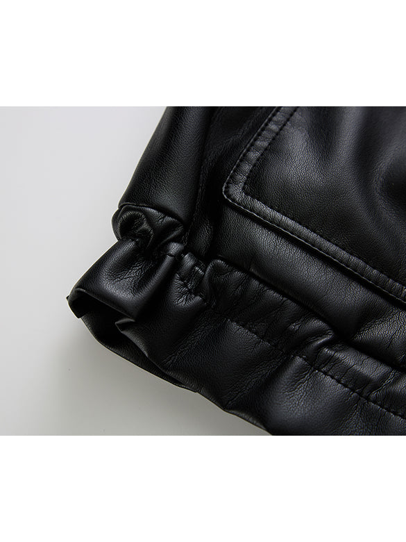 Fake Leather Sleeveless Blouson
