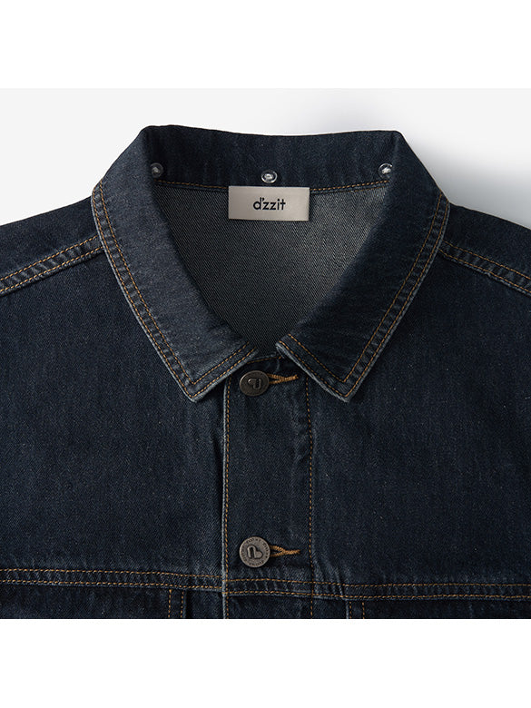 Stripe Collar Rigid Denim Jacket